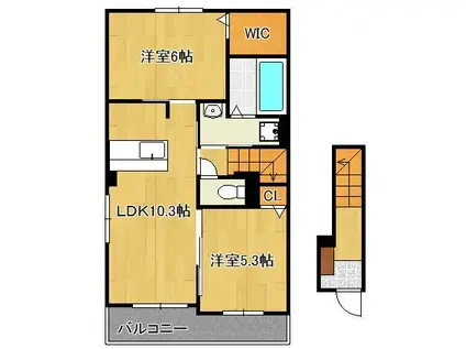 リバーサイドヴィラⅡ(2LDK/2階)の間取り写真