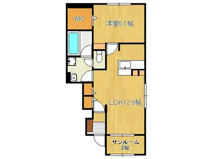 アルカンシエルⅢ(1LDK/1階)の間取り写真