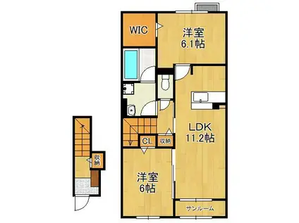 アルカンシエルⅢ(2LDK/2階)の間取り写真