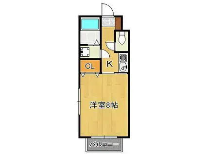 ローズハイツⅡ(1K/1階)の間取り写真