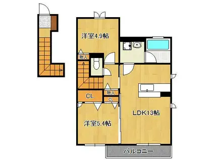 シャーメゾン則松C(2LDK/2階)の間取り写真