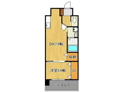 ギャラン力丸(1DK/9階)の間取り写真