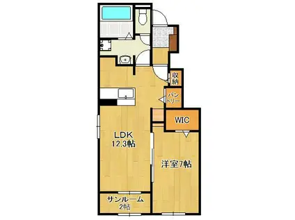 サングレイス橘 B(1LDK/1階)の間取り写真