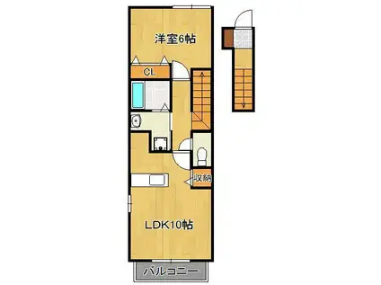 MSGARDENA棟(1LDK/2階)の間取り写真