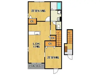 プリムローズB(2LDK/2階)の間取り写真