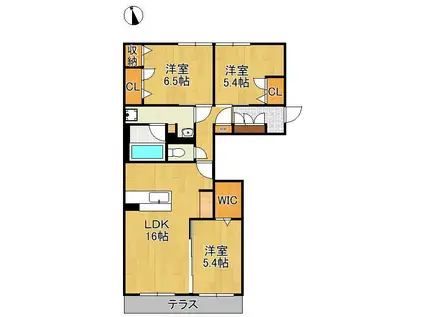 シャーメゾンステージ千代ヶ崎(3LDK/1階)の間取り写真