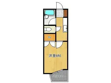 パークヒルJ棟(1K/1階)の間取り写真