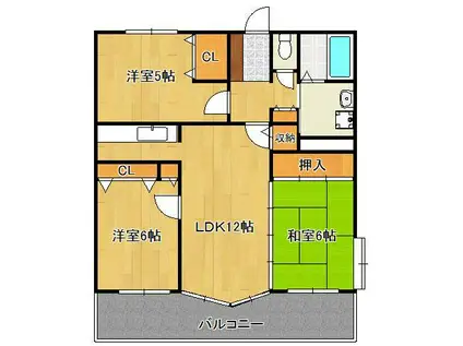 エクレール折尾Ⅱ(3LDK/9階)の間取り写真