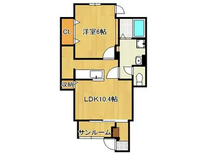 サンシャインレジデンスはたけだ(1LDK/1階)の間取り写真