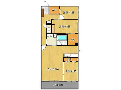 シャーメゾンステージ本城(3LDK/2階)の間取り写真