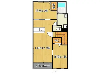 グリーンヒル本城(2LDK/2階)の間取り写真