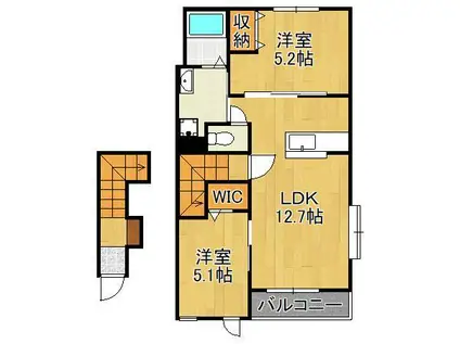 グリーンヒル本城(2LDK/2階)の間取り写真