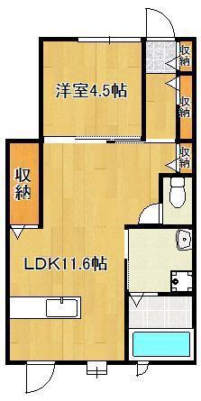 NOVOⅡ(1LDK/2階)の間取り写真
