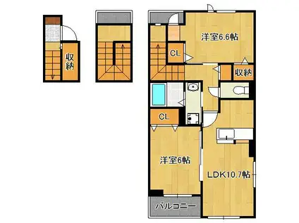 レジデンス プリュⅠ(2LDK/3階)の間取り写真