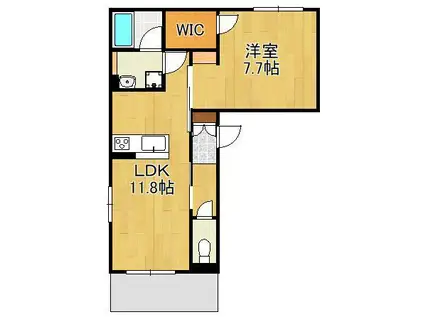 クレスティーク(1LDK/1階)の間取り写真