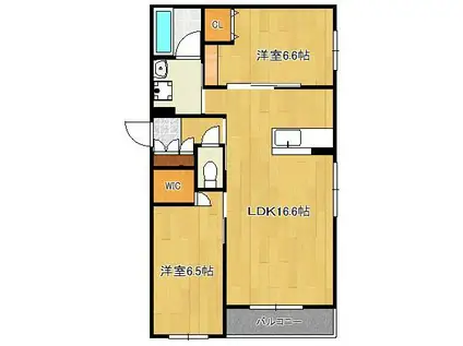 クレスティーク(2LDK/2階)の間取り写真