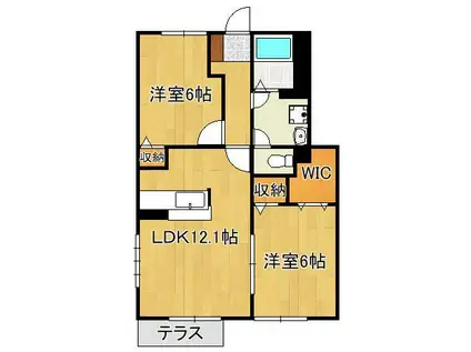 エバーステージB(2LDK/1階)の間取り写真