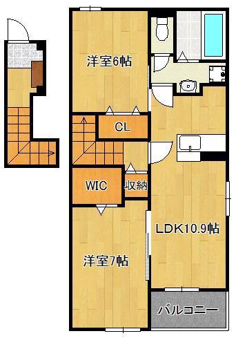 学園台シャルマン Ⅰ(2LDK/2階)の間取り写真