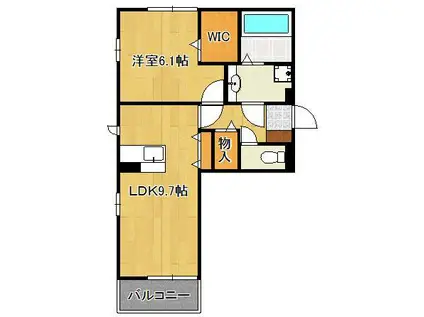 ソレール ヴィラ Ⅱ D棟(1LDK/1階)の間取り写真