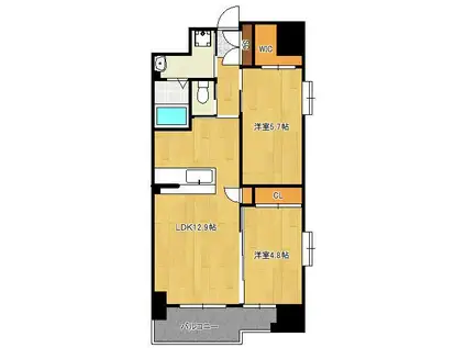 ウイングス折尾(2LDK/13階)の間取り写真