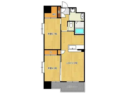 ウイングス折尾(2LDK/8階)の間取り写真