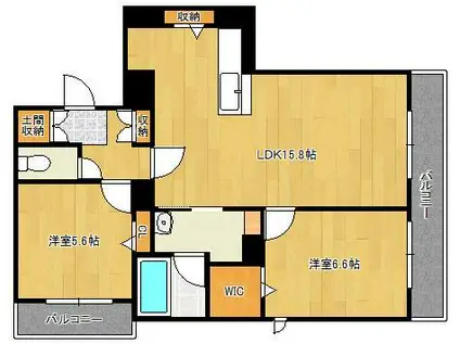  ベレオ本城東(2LDK/3階)の間取り写真