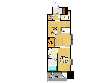 ギャラン折尾(1DK/14階)の間取り写真