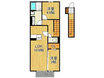 ROYAL COURT碧 Ⅱ(2LDK/2階)の間取り写真