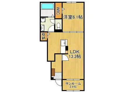 ブリーズアークB(1LDK/1階)の間取り写真