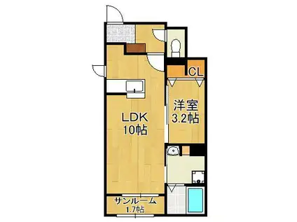 レークサイドはなのまちⅡ(1LDK/1階)の間取り写真