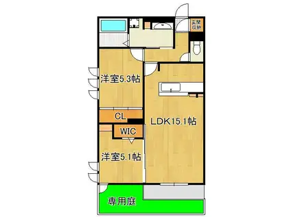 デネブ学研台(2LDK/1階)の間取り写真