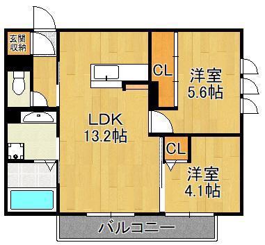 デネブ学研台(2LDK/2階)の間取り写真