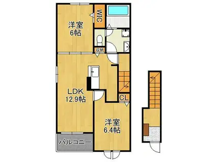 カンパーニュ水巻(2LDK/2階)の間取り写真