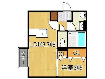 DROOM桜 本城(1LDK/2階)の間取り写真