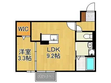 DROOM桜 本城(1LDK/2階)の間取り写真