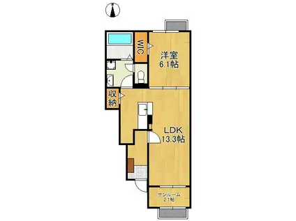 サンパティーク遠賀Ⅳ(1LDK/1階)の間取り写真