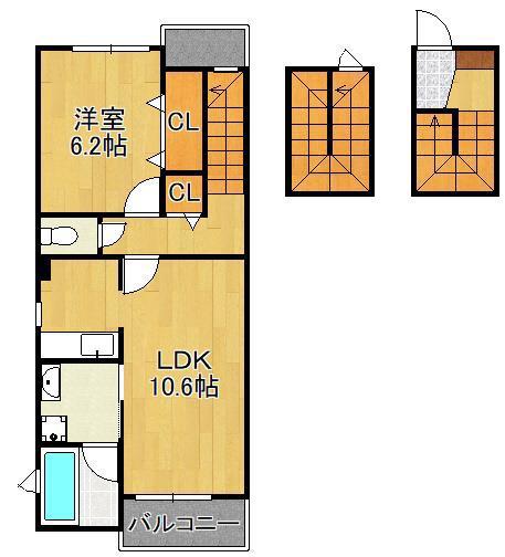 PAX K(1LDK/3階)の間取り写真