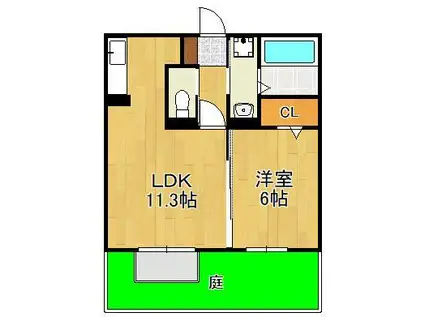 プリメーラ藤原(1LDK/1階)の間取り写真