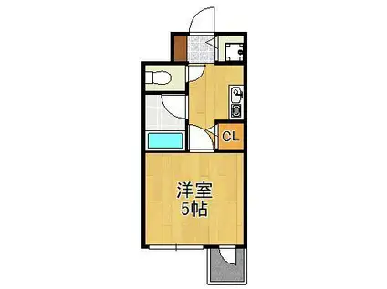 ダイナコートヒルズ折尾(1K/3階)の間取り写真
