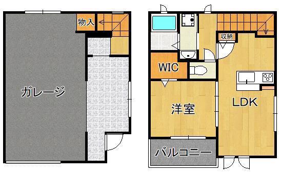 KALOSガレージ(1SLDK/1階)の間取り写真