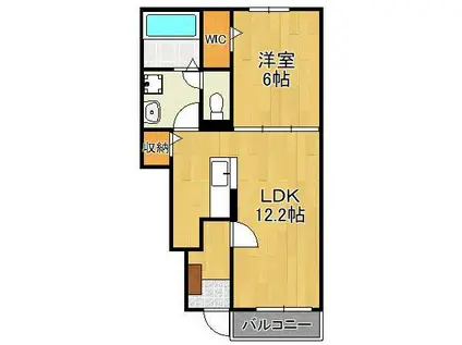 フェリーチェ猪熊(1LDK/1階)の間取り写真