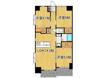 TGボナール浅川台A棟(3LDK/7階)の間取り写真