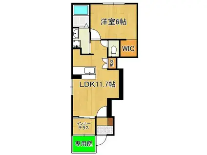 リバーサイドコート 御開(1LDK/1階)の間取り写真