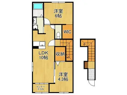 リバーサイドコート 御開(2LDK/2階)の間取り写真