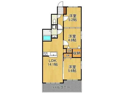 サニーコート本城学研台Ⅰ(3LDK/2階)の間取り写真