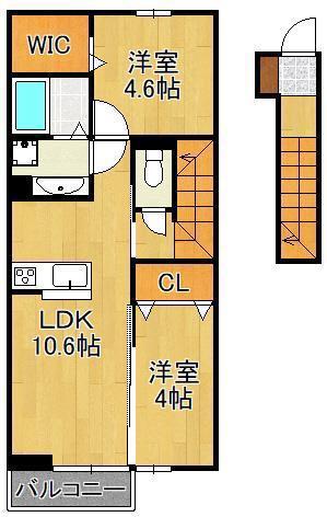 メゾンソレイユ折尾(2LDK/2階)の間取り写真