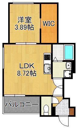 クレシア折尾(1LDK/2階)の間取り写真