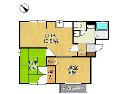 フレグランス高須南A(2LDK/2階)の間取り写真