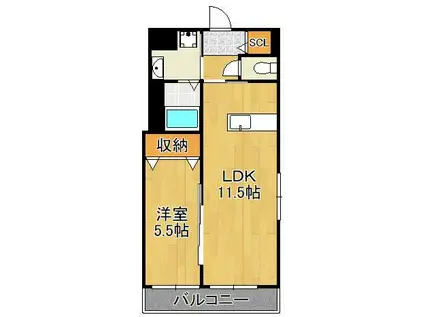 アセンション御開(1LDK/1階)の間取り写真