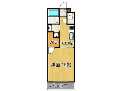 CUORE RICCO水巻(1K/2階)の間取り写真